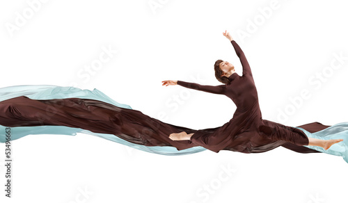 Photo: Girl in color dress dancing.Collage Girl in color dress dancing.Collage