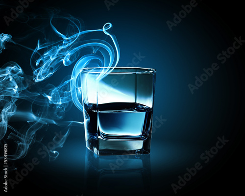 Photo: Glass of blue cocktail Glass of blue cocktail