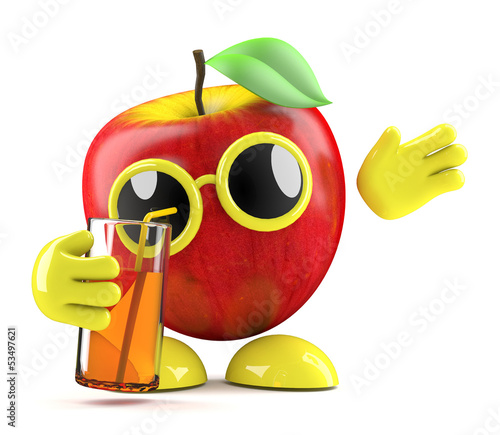 Illustration: 3d Apple loves juice 3d Apple loves juice