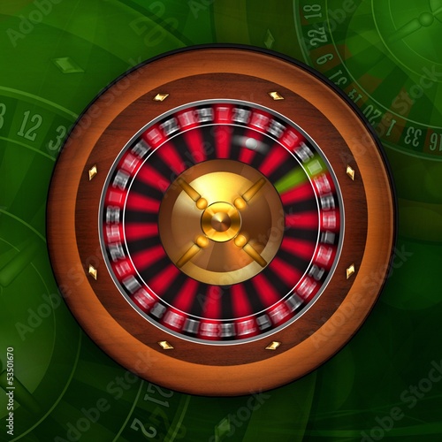 Illustration: Roulette Wheel Spinning in Casino Roulette Wheel Spinning in Casino
