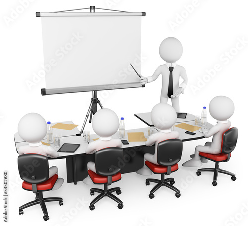 Illustration: 3D white people. Business workshop 3D white people. Business workshop