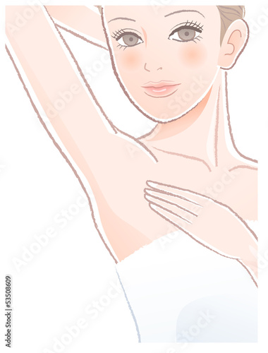 Vector: 美容 女性 Close-up woman touching her clean underarm 美容 女性 Close-up woman touching her clean underarm