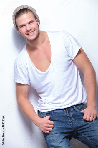 Photo: fashion man shows big smile fashion man shows big smile