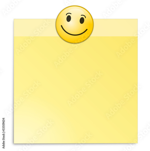 Vector: Zettel gelb mit Smiley Zettel gelb mit Smiley