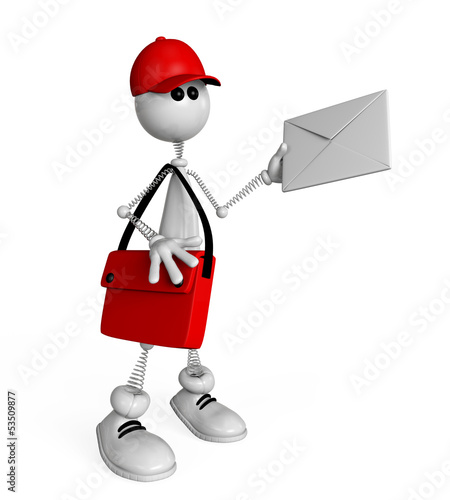 Illustration: The 3D white mail carrier on springs. The 3D white mail carrier on springs.