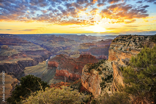 Photo: Horizontal view of famous Grand Canyon at sunrise Horizontal view of famous Grand Canyon at sunrise