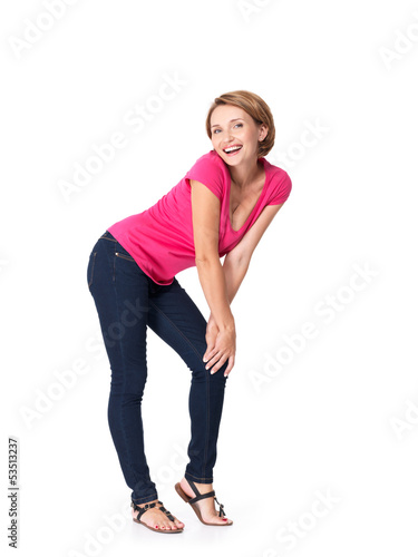 Photo: Full portrait of the beautiful happy woman Full portrait of the beautiful happy woman