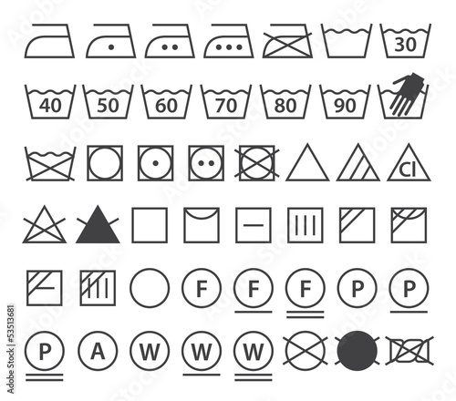 Vector: Set of washing symbols (Laundry icons) Set of washing symbols (Laundry icons)