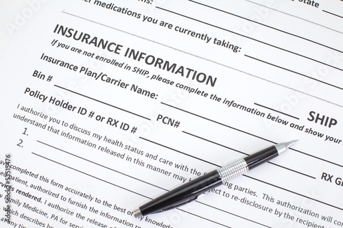 Photo: A health insurance application medical information A health insurance application medical information
