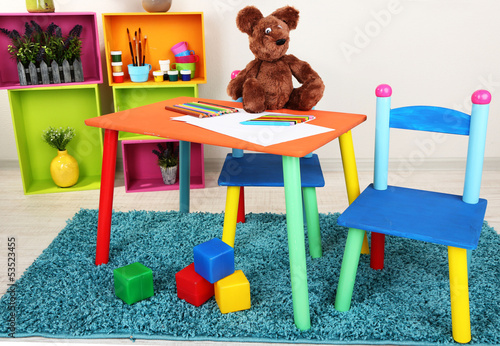 Photo: Small and colorful table and chairs for little kids Small and colorful table and chairs for little kids