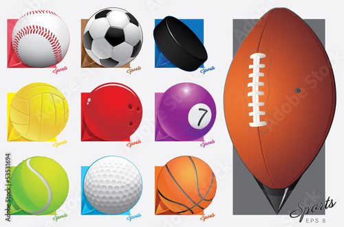 Vector: colorful vector sport balls. map pointer. eps 8 colorful vector sport balls. map pointer. eps 8