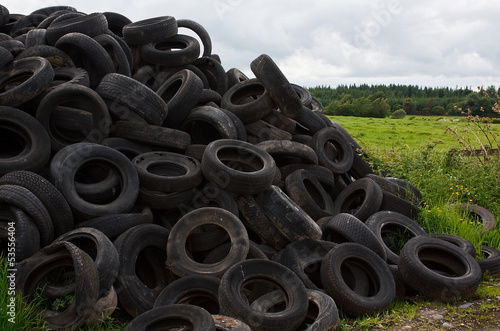 Photo: Farmers tyre dump in the countryside Farmers tyre dump in the countryside