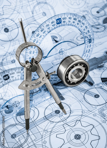 Photo: Technical drawings with the bearing Technical drawings with the bearing