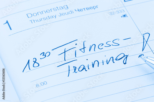 Photo: Eintrag im Kalender: Fitnesstraining Eintrag im Kalender: Fitnesstraining