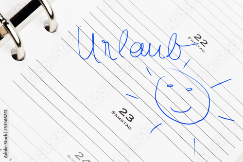 Photo: Eintrag im Kalender: Urlaub Eintrag im Kalender: Urlaub