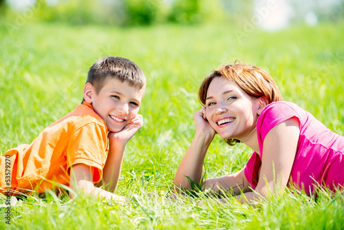 Photo: Happy mother and son in park Happy mother and son in park