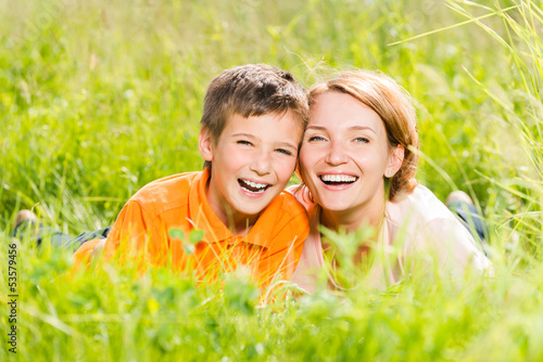 Photo: Happy mother and son in park Happy mother and son in park