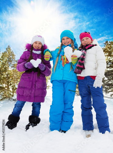 Photo: Three happy girls on valentine day Three happy girls on valentine day