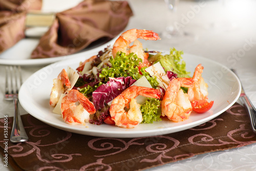 Photo: fresh salad with shrimps and lettuce fresh salad with shrimps and lettuce