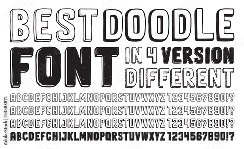Vector: Hand drawn doodle font set Hand drawn doodle font set