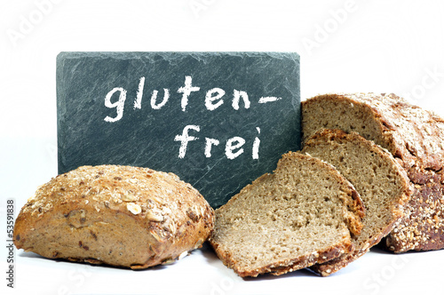 Photo: Brot und Semmel mit Tafel "glutenfrei" Brot und Semmel mit Tafel "glutenfrei"