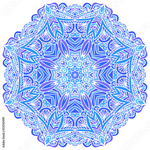 Illustration: Lacy ornate vector blue napkin Lacy ornate vector blue napkin