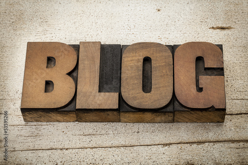 Photo: blog word in wood type blog word in wood type