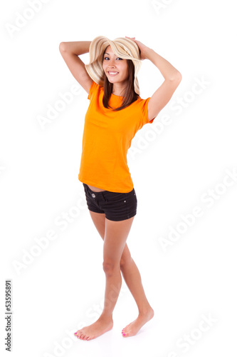 Photo: Portrait of a young beautiful asian woman in summer clothes - As Portrait of a young beautiful asian woman in summer clothes - As