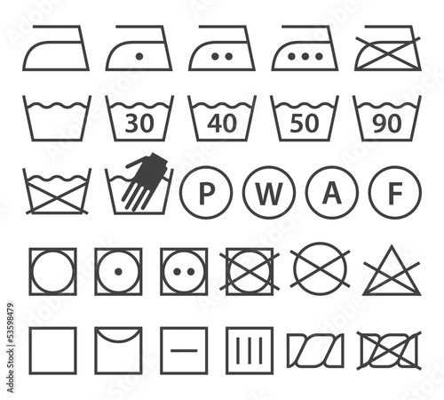 Vector: Set of washing symbols (Laundry icons) Set of washing symbols (Laundry icons)