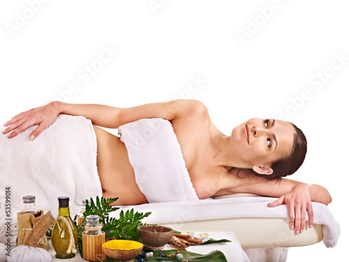 Photo: Woman getting spa treatment outdoor. Woman getting spa treatment outdoor.