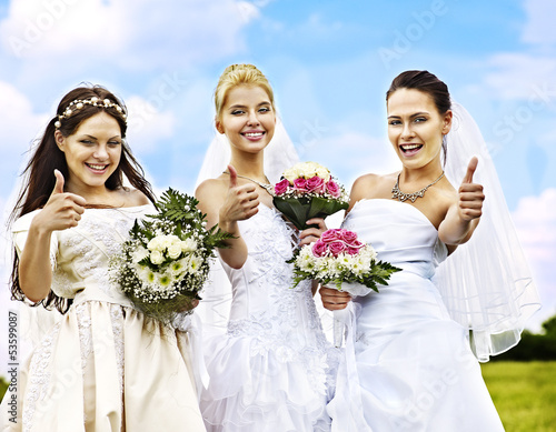 Photo: Group bride and groom summer outdoor. Group bride and groom summer outdoor.