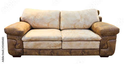 Photo: brown sofa isolated with clipping path brown sofa isolated with clipping path