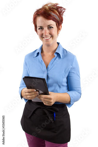 Photo: waitress collecting her check / tip / or gratuity waitress collecting her check / tip / or gratuity