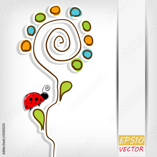 Vector: Floral background with abstract flower Floral background with abstract flower