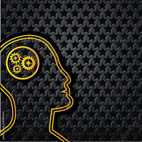 Vector: Abstract yellow technology head on star background Abstract yellow technology head on star background