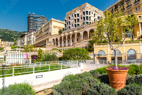 Photo: Empty street of Monaco, beautiful city landscape Empty street of Monaco, beautiful city landscape