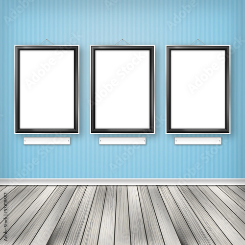 Illustration: Three empty frames on a wall Three empty frames on a wall