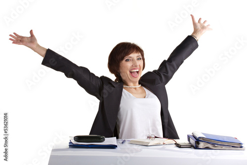 Photo: bushinesswoman celebrating of victory bushinesswoman celebrating of victory