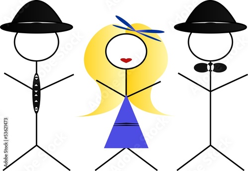 Vector: Two men and a woman - blonde Two men and a woman - blonde