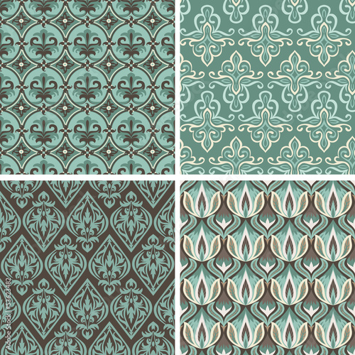 Vector: Vector set with vintage seamless patterns Vector set with vintage seamless patterns