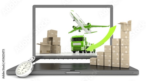 Illustration: laptop, the schedule for delivery of cargo laptop, the schedule for delivery of cargo