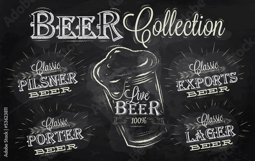 Vector: Names of different types of beer chalk Names of different types of beer chalk
