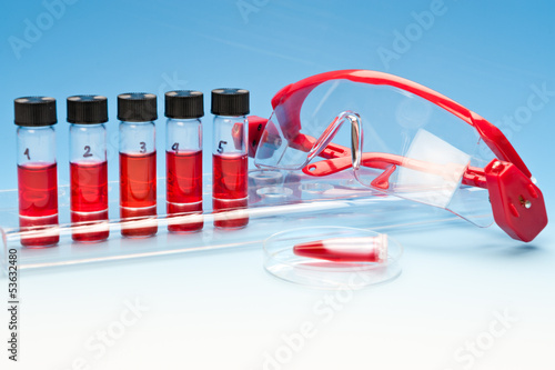 Photo: Red liquid samples Red liquid samples