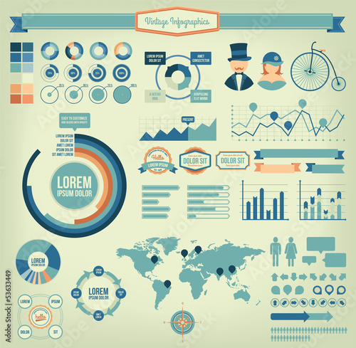 Vector: Vintage infographic vector elements Vintage infographic vector elements
