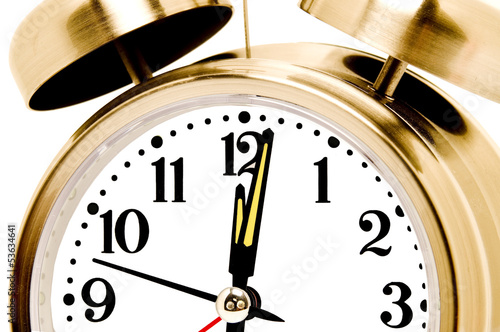 Photo: Gold Alarm Clock Isolated On White Gold Alarm Clock Isolated On White