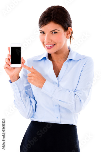 Photo: Business woman holding smart phone Business woman holding smart phone