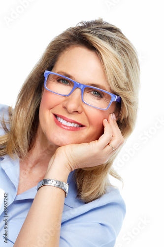Photo: Beautiful senior woman wearing eyeglasses. Beautiful senior woman wearing eyeglasses.