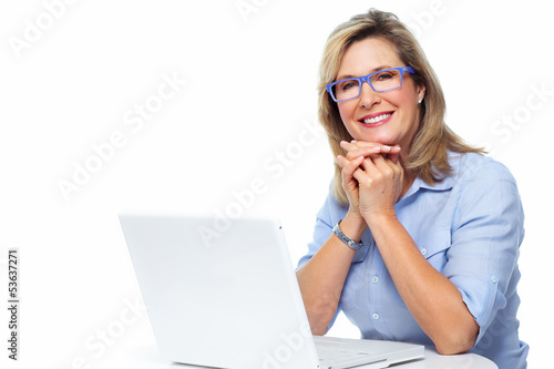 Photo: Business woman with laptop. Business woman with laptop.