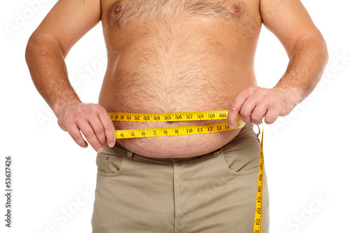 Photo: Fat man with a big belly. Fat man with a big belly.