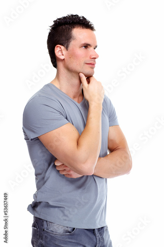 Photo: Young man thinking idea. Young man thinking idea.